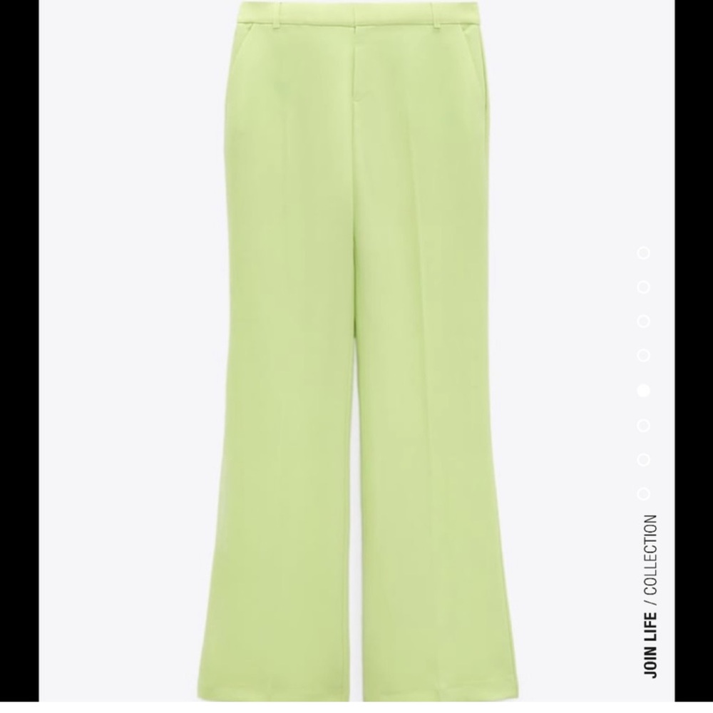 Zara Light Green Wide-Leg Pants
